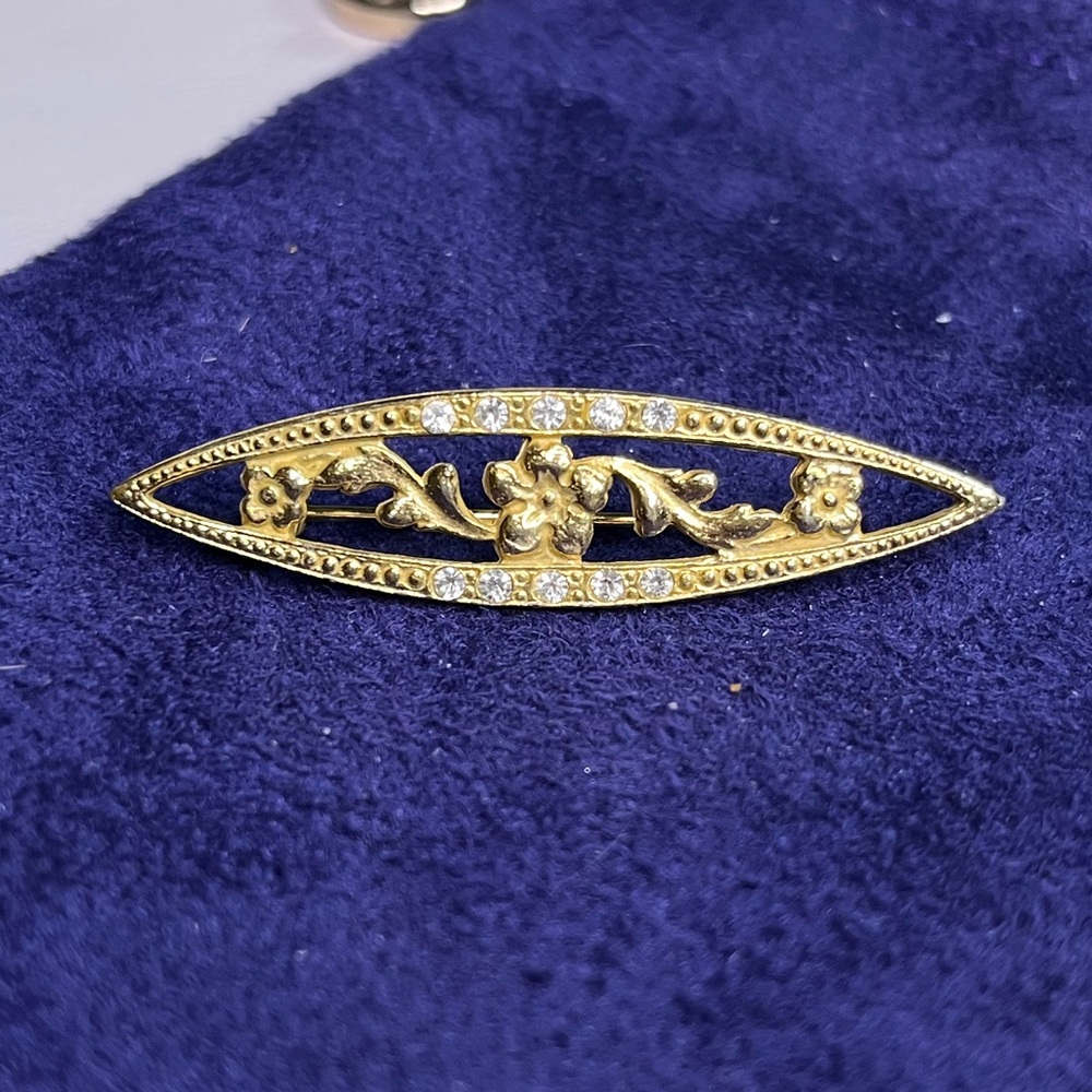 Antique Gold Tone Art Deco Bar Brooch